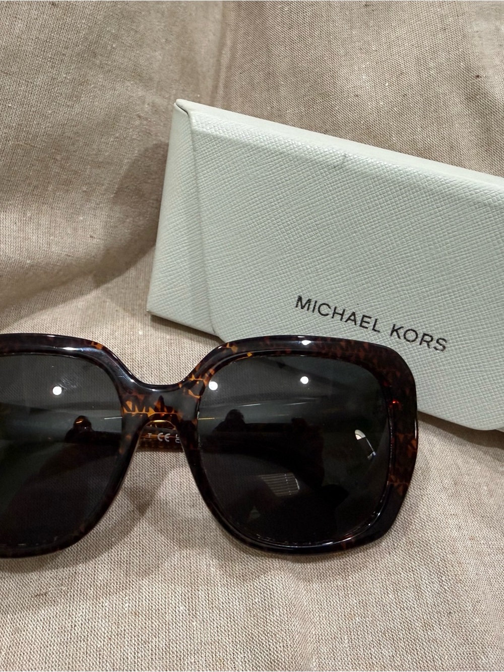 Michael Kors Tortoiseshell Oversized Square Sunglasses - Dark Brown Lenses